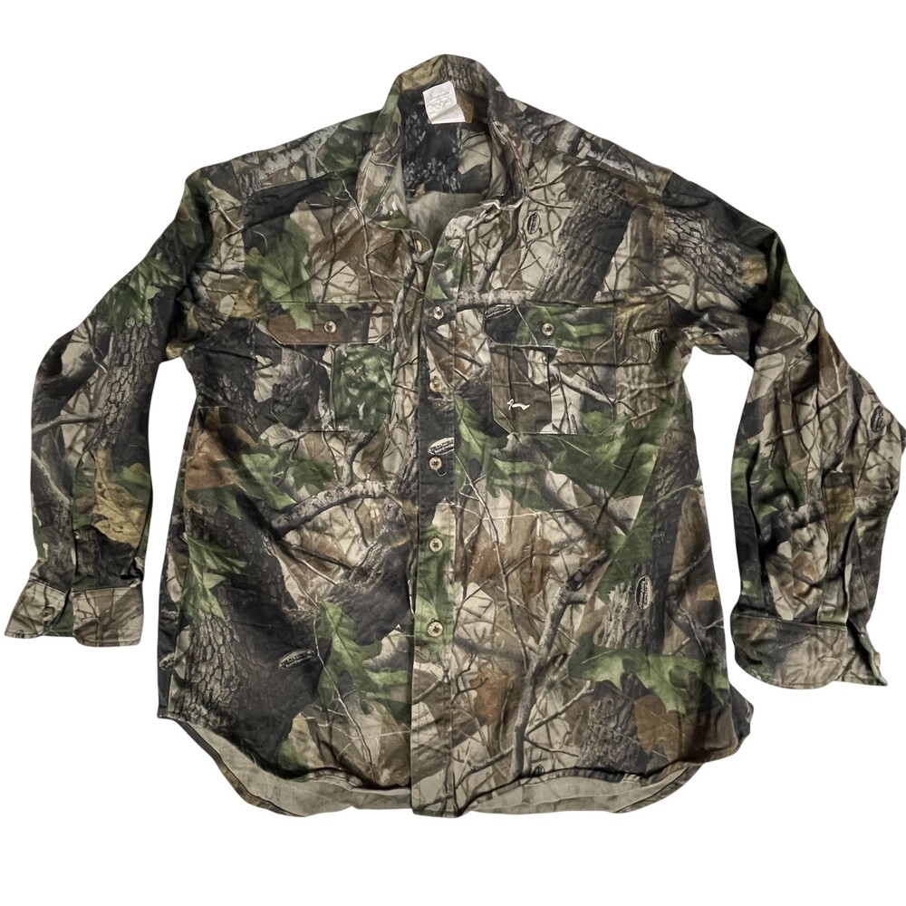 Duxbak Shirt Mens XL Realtree Hardwoods Camo Long Sleeve Button Up Hunting